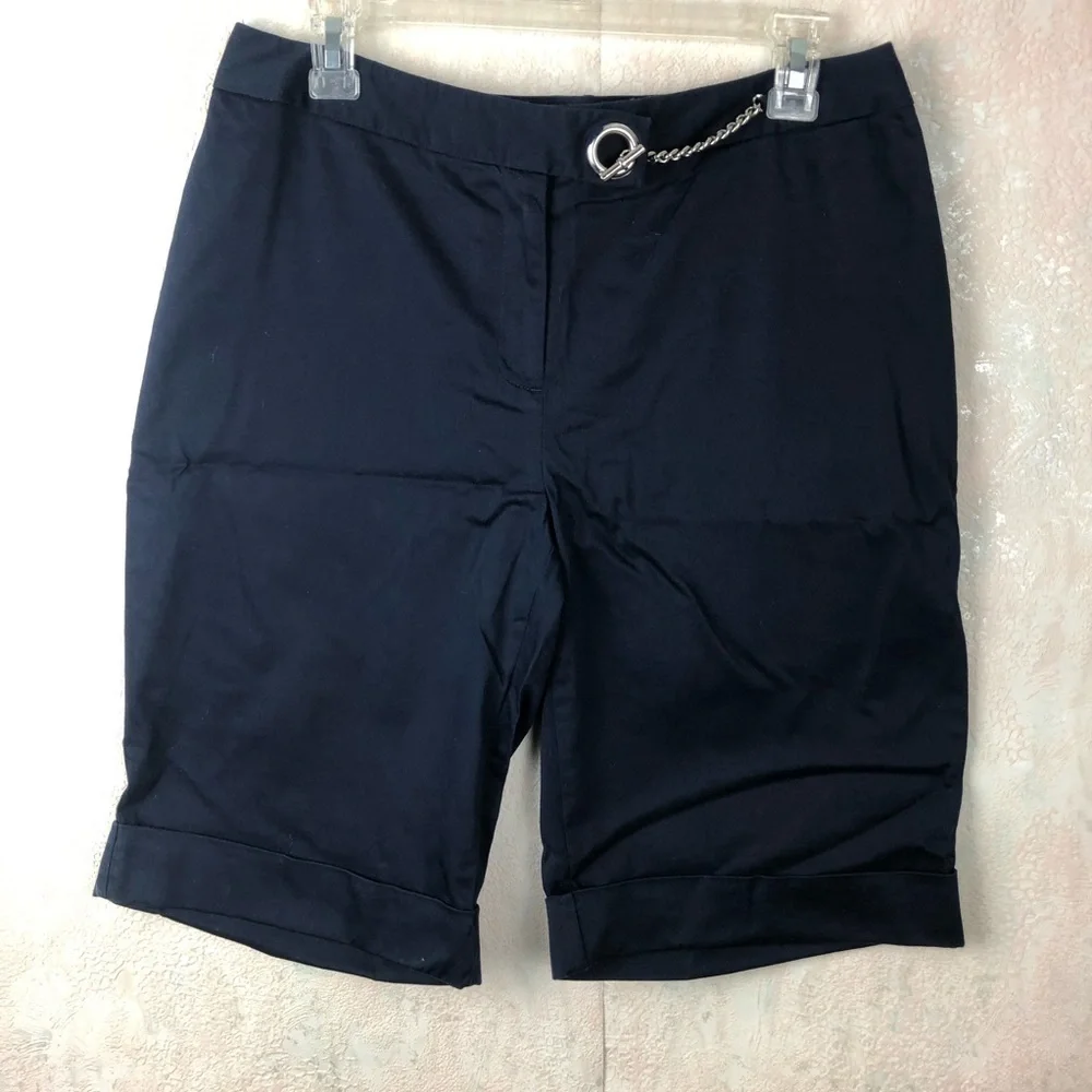 Jones Wear Studio Blue Cuffed Stretch Shorts Size 10 - Picture 2 of 5